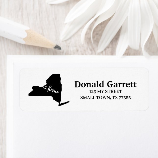 Hemstat kontur New York Adress Returadress Etikett (Insitu)