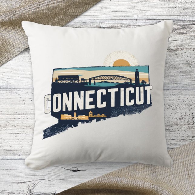 Hemstat Retro Färg Connecticut  Kudde (Skapare uppladdad)