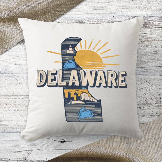 Hemstat Retro Färg Delaware  Kudde (Skapare uppladdad)
