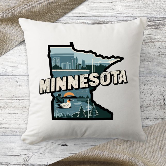 Hemstat Retro Färg Minnesota  Kudde (Skapare uppladdad)