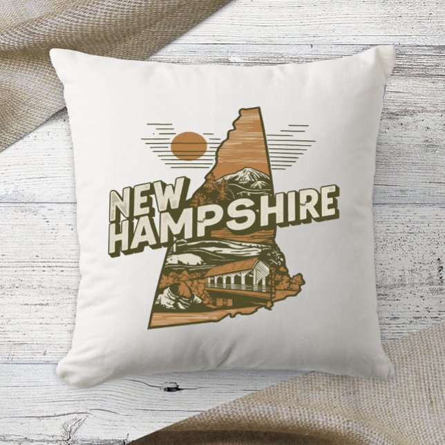 Hemstat Retro Färg New Hampshire Kudde (Skapare uppladdad)