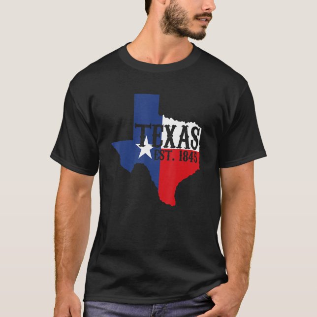 Hemstat Texas Pride Texas Est 1845 T Shirt (Framsida)