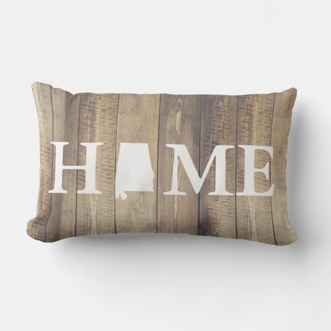 Hemstaten Alabama Rustic Wood Family Namn Lumbarkudde (Framsida)