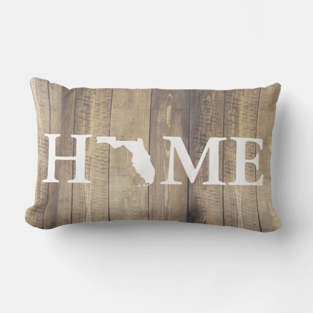 Hemstaten Florida Rustic Wood Family Namn Lumbarkudde (Framsida)