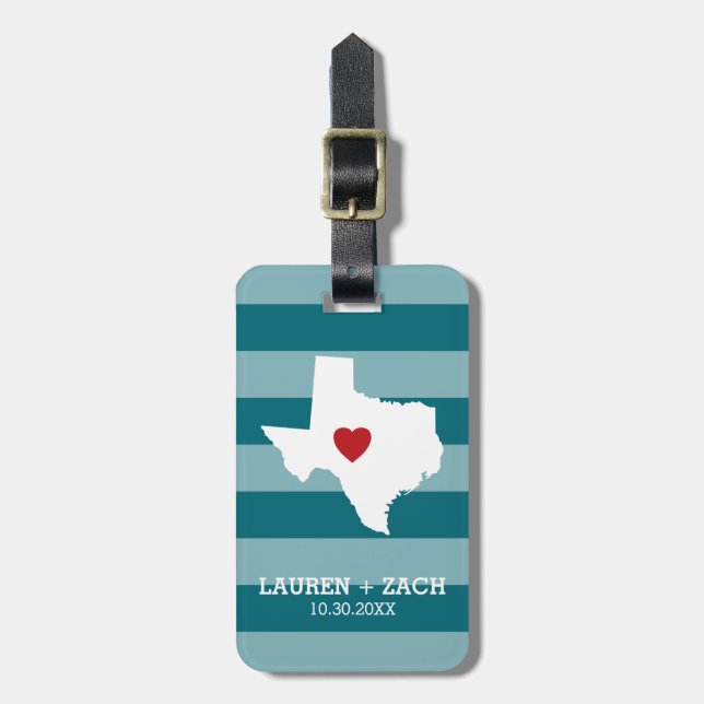 Hemstaten Karta Art - Personligt bröllp Texas Bagagebricka (Vertikal Framsida)