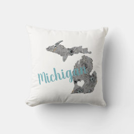 Hemstaten Michigan-Blommigten Fylld Silhouette Kudde