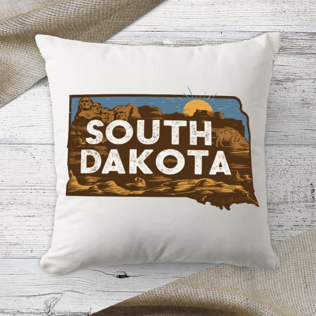 Hemstaten Retro Färg South Dakota Kudde (Skapare uppladdad)