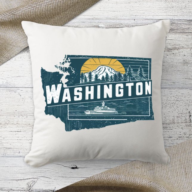 Hemstaten Washington Retro Färg Kudde (Skapare uppladdad)