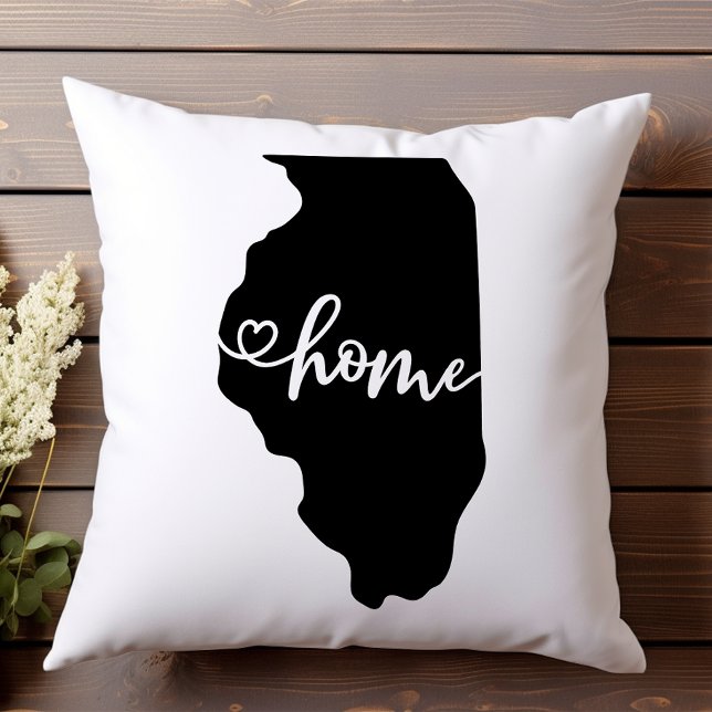 Hemstatens kontur hjärta Illinois  Kudde (Skapare uppladdad)