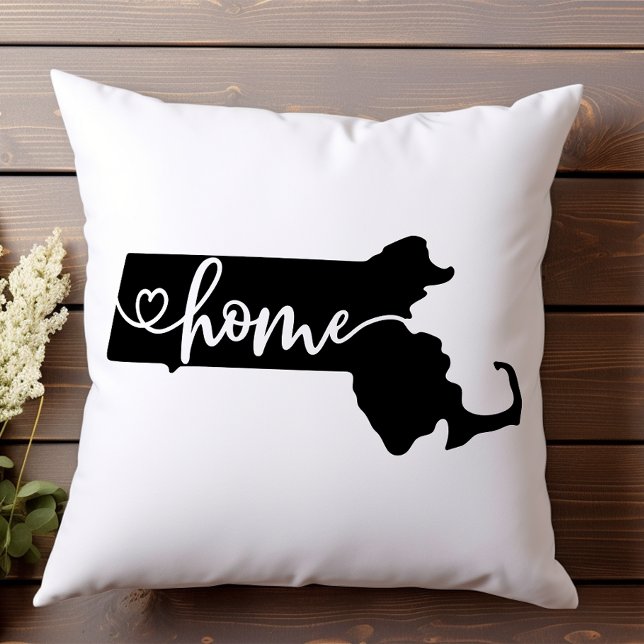 Hemstatens kontur hjärta Massachusetts  Kudde (Skapare uppladdad)