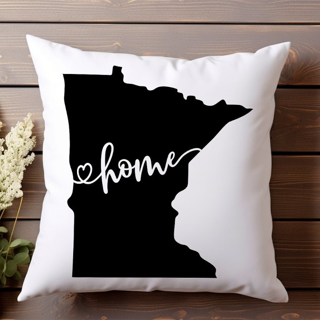 Hemstatens kontur hjärta Minnesota  Kudde (Skapare uppladdad)