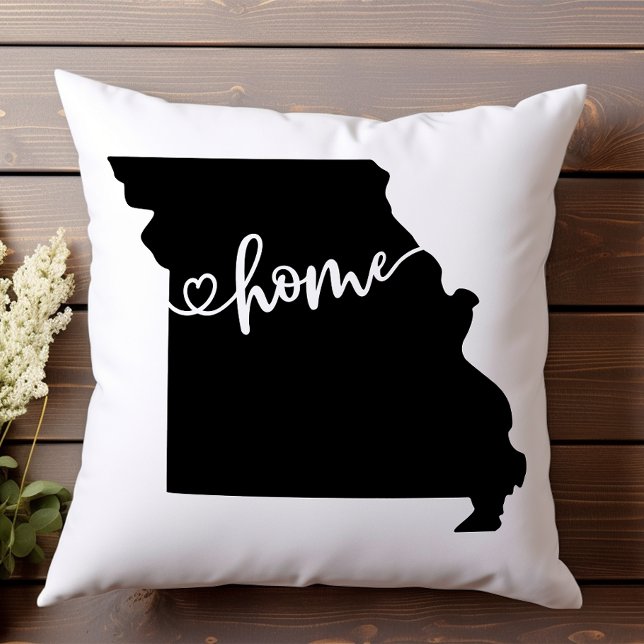 Hemstatens kontur hjärta Missouri  Kudde (Skapare uppladdad)