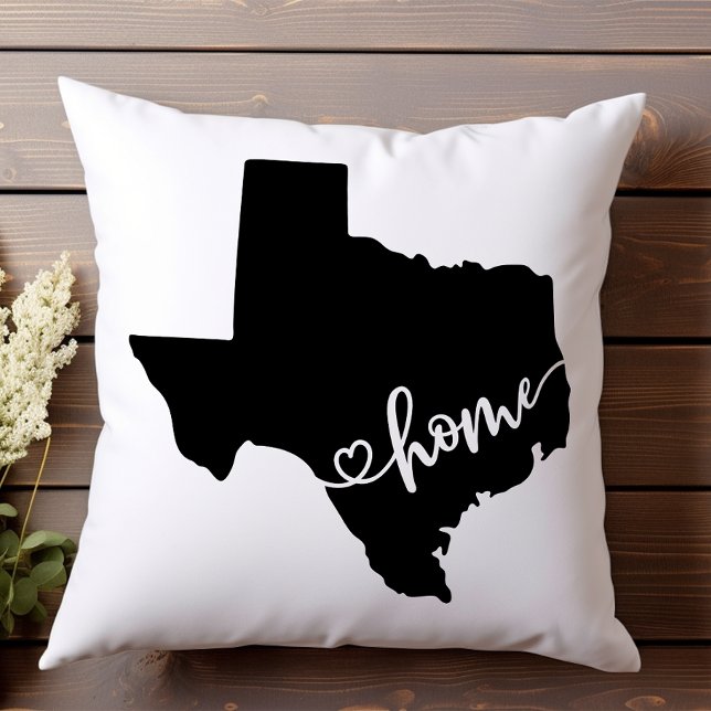 Hemstatens kontur hjärta Texas Kudde (Skapare uppladdad)