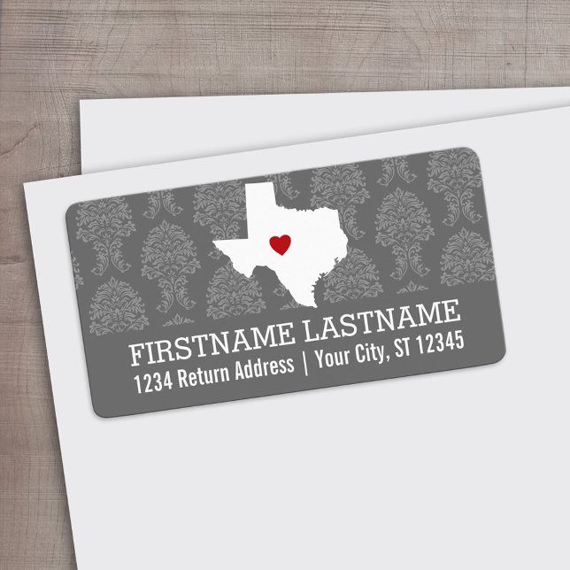 Hemstatskartkonst - Anpassad Bröllop Texas Adressetikett (Custom Address Label)