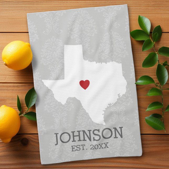 Hemstatskartkonst - Anpassat Namn Texas Kökshandduk (Custom Kitchen Towel)