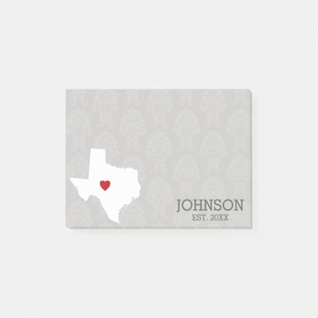 Hemstatskartkonst - Anpassat Namn Texas Post-it Block (Framsida)