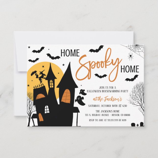 Hemtaloky Hem Halloween Houseuppvärmning Party Inbjudningar (Framsida)