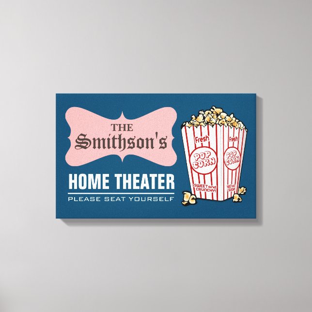 Hemteatern för Retro Personlig Namn Canvastryck (Framsida)