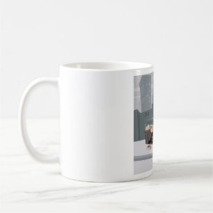 Hemtless Man som Håller i Hjälp-Skylt Urban Fattig Kaffemugg