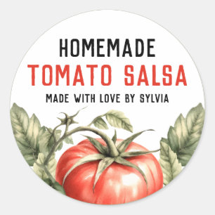 Hemtomater Salsa konservera vattenfärg tomat Runt Klistermärke
