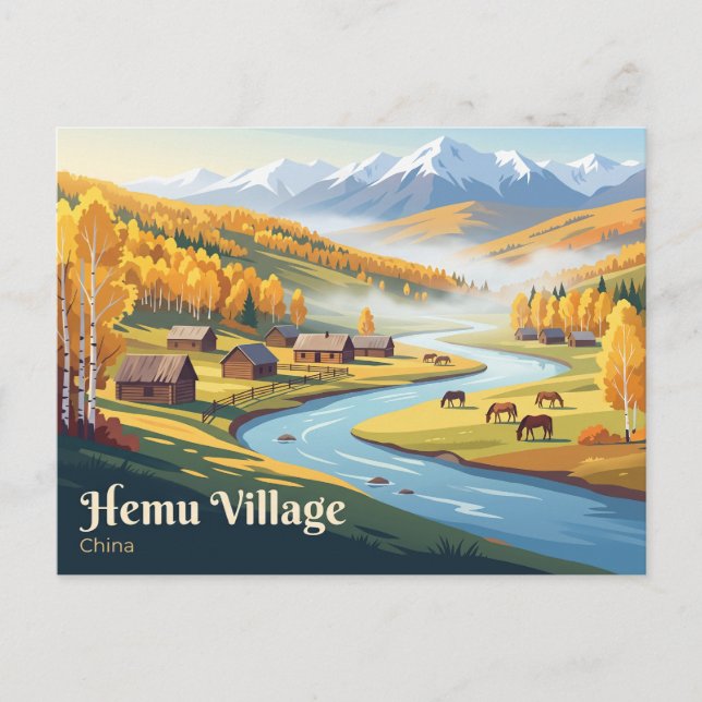 Hemu by Xinjiang, Kina Vykort (Framsida)