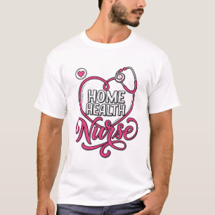 Hemvårdssjuksköterska Rosa Stetoskop Skjorta Desig T Shirt