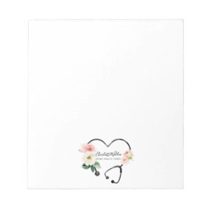 Hemvårdssjuksköterska Vårdgivare Blommig Stetoskop Anteckningsblock