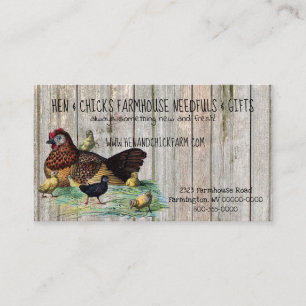 Hen & Chick Rustic Farmhouse Stil Affärskort Visitkort