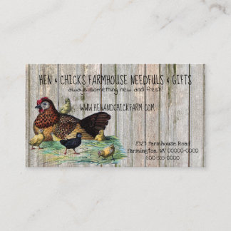Hen & Chick Rustic Farmhouse Stil Affärskort Visitkort