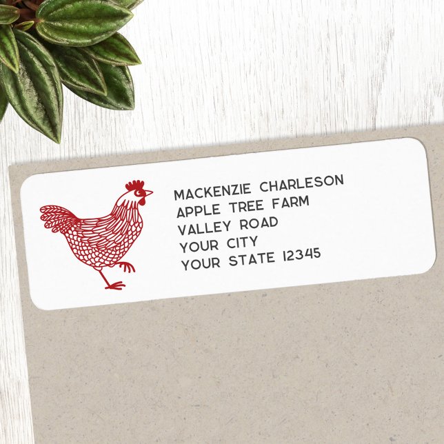 Hen Chicken Personlig Returadress Returadress Etikett (Chicken Hen Poultry personalized return address label)