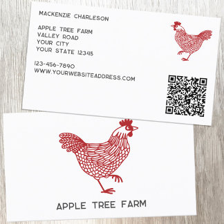 Hen Chicken Poultry Egg Farm QR-kod Visitkort