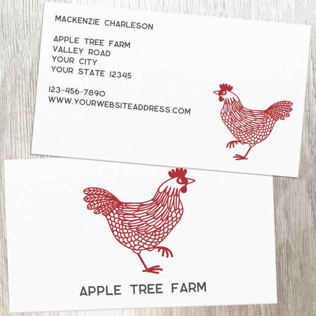Hen Chicken Poultry Egg Farm Visitkort (Hen chicken egg poultry farm modern business card)