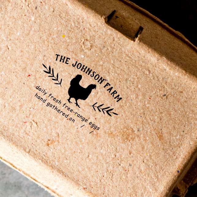 Hen Family Farm Fresh Eggs Rubber Stamp Stämpel (Skapare uppladdad)