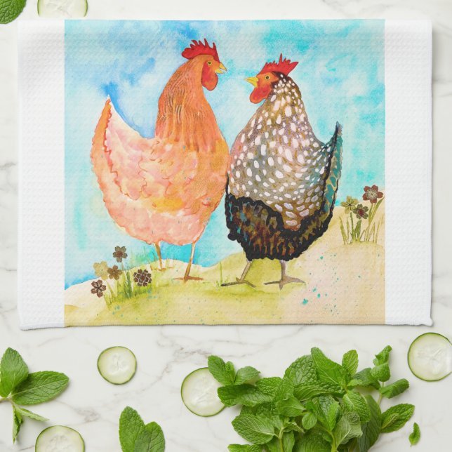 Hen Friends Kitchen Tea Towel Kökshandduk (Vikta)