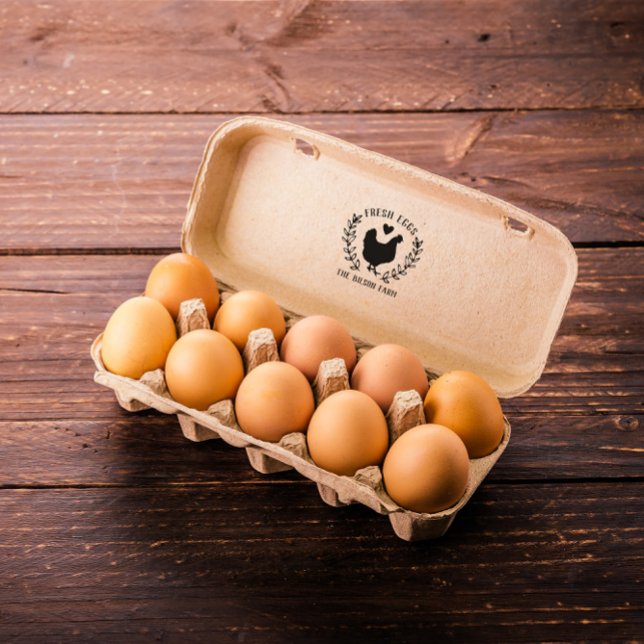 Hen Hjärtkrans Fresh Eggs Farm Namn Stämpel (Skapare uppladdad)