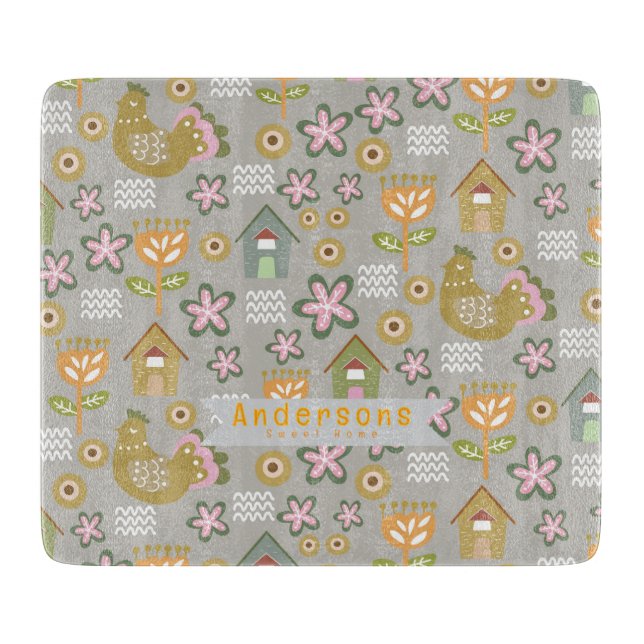 Hen House Country Scandinavian Grey Cutting Board (Framsidan)