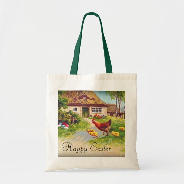Hen, kycklingar och Påskägg Tygkasse (Framsidan)