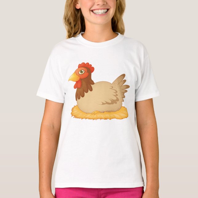 Hen Lay on Eggs Girls T-Shirt (Framsida)