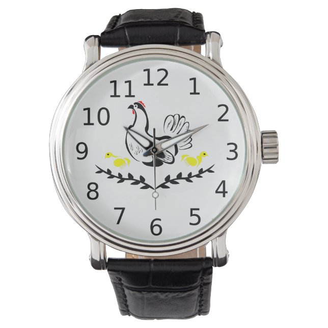 Hen med Gult Chickar Armbandsur (Framsida)