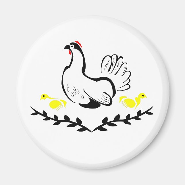 Hen med Gult Chickar Magnet (Framsidan)