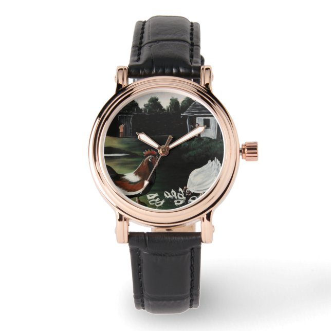 Hen med sina Chickar i ett landsbygdslandskap Armbandsur (Framsida)