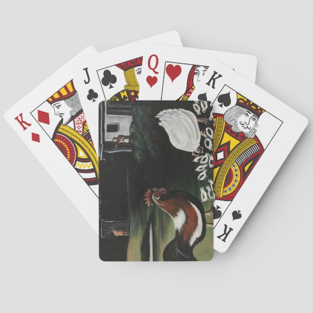 Hen med sina Chickar i ett landsbygdslandskap Casinokort (Baksidan)