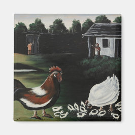 Hen med sina Chickar i ett landsbygdslandskap Magnet