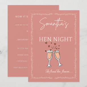Hen Night Inbjudan – Anpassningsbar Rosafärgad Bri
