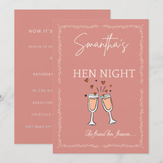 Hen Night Inbjudan – Anpassningsbar Rosafärgad Bri