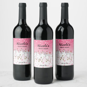 Hen Night Personlig Rosa Gnistra Vin-etikett Vinflaska Etikett
