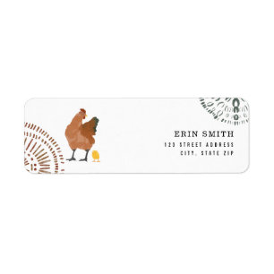 Hen och Baby Chick Chickens Baby Shower Returadress Etikett