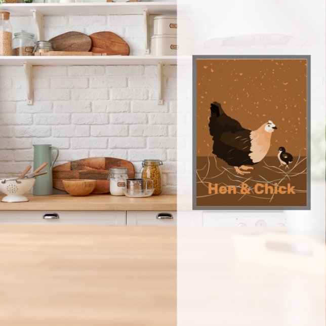 Hen och Chick, Sandy-Orange Kitchen Poster Skriv u (Skapare uppladdad)