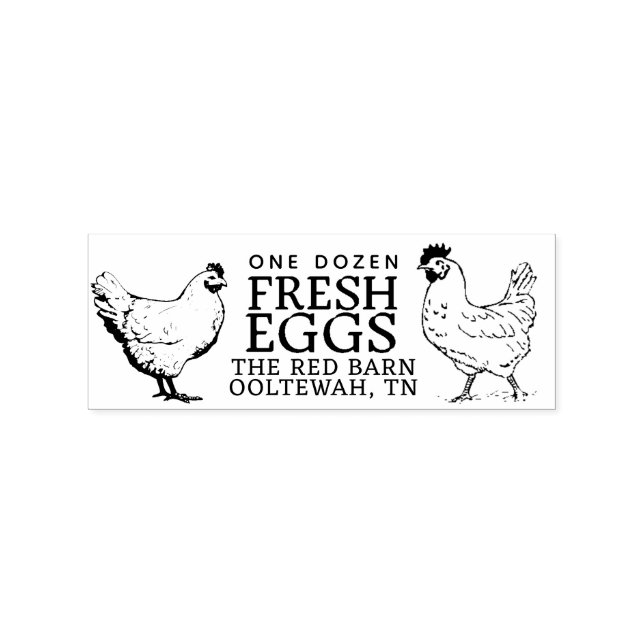 Hen och Tupp Egg Carton Frimärke Stämpel (Tryck)