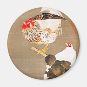 Hen och Tupp med Grapevine av Ito Jakuchu Magnet